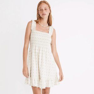 Madewell Lucie Smocked Tank Mini Dress in Textural Clipdot